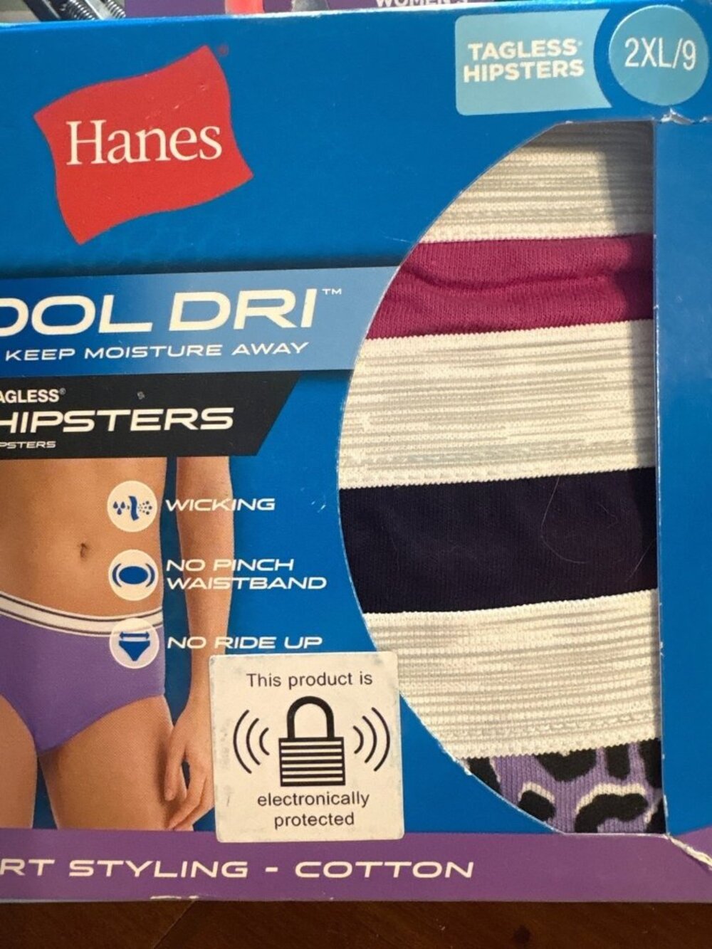 Womens Hanes Cool Dri (3) Tagless Hipsters 2XL/9 Underwear Moisture-Wicking NEW